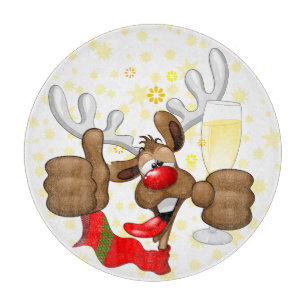 Reindeer Drunk Funny Christmas Character Cutting Board