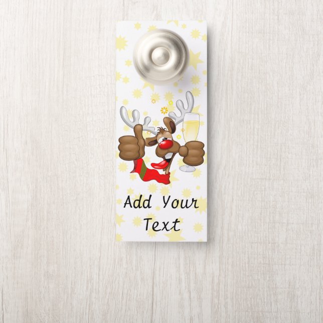 Reindeer Drunk Funny Christmas Character Door Hanger (On Knob)