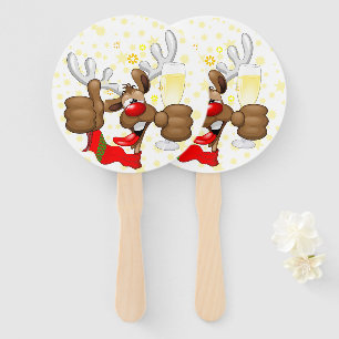 Reindeer Drunk Funny Christmas Character Hand Fan