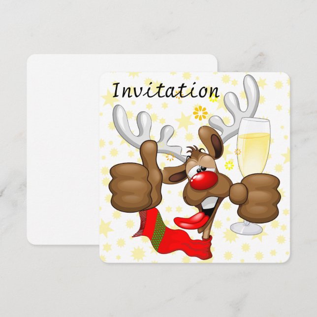 Reindeer Drunk Funny Christmas Character Invitation (Front/Back)