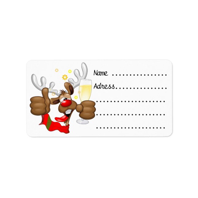 Reindeer Drunk Funny Christmas Character Label (Front)
