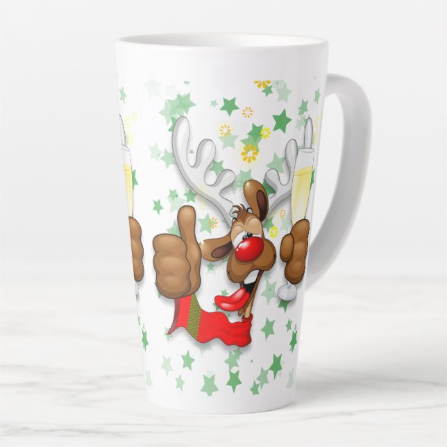 Reindeer Drunk Funny Christmas Character Latte Mug (Right Angle)