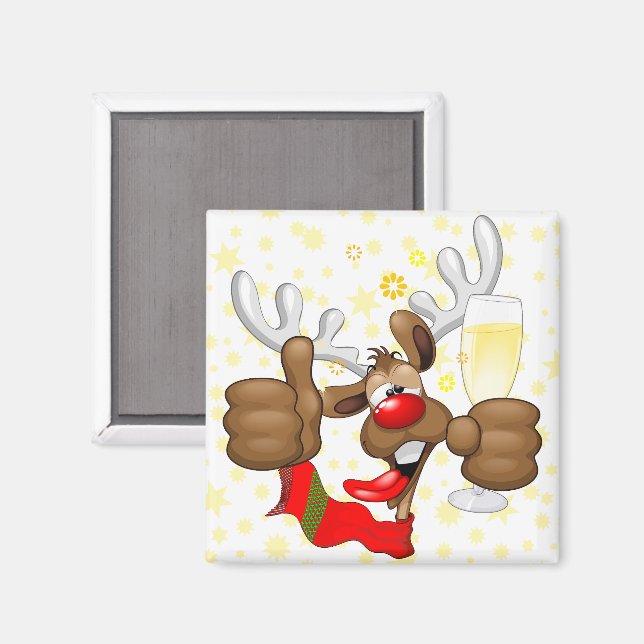 Reindeer Drunk Funny Christmas Character Magnet (Front/Back)