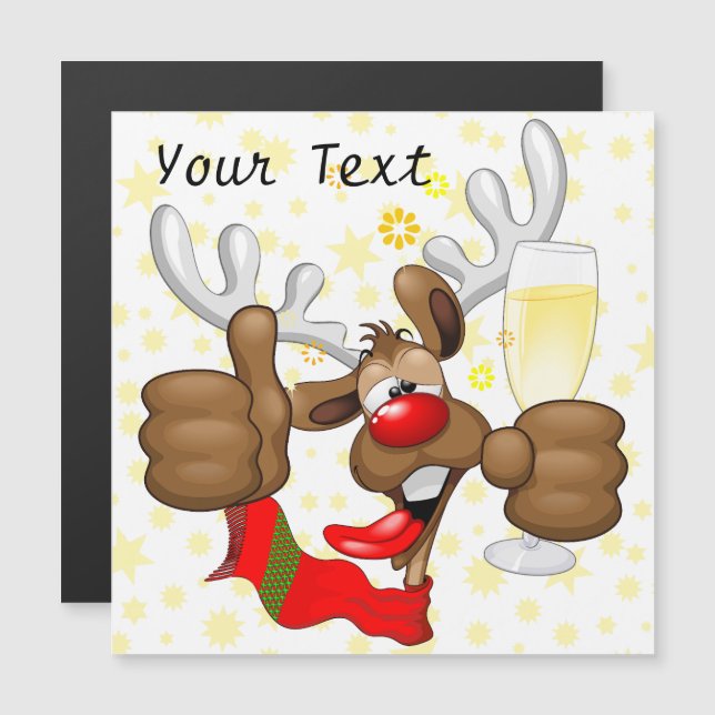 Reindeer Drunk Funny Christmas Character Magnetic Invitation (Front/Back)