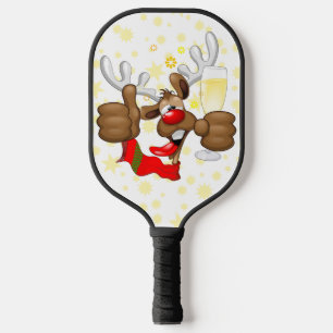 Reindeer Drunk Funny Christmas Character Pickleball Paddle