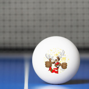 Reindeer Drunk Funny Christmas Character Ping Pong Ball