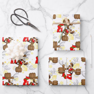 Reindeer Drunk Funny Christmas Character Wrapping Paper Sheet