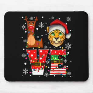 Reindeer Elf Santa Hat Love Cheetah Animal Xmas  Mouse Mat