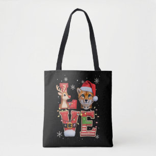 Reindeer ELF Santa Hat Love Cheetah Animal Xmas  Tote Bag