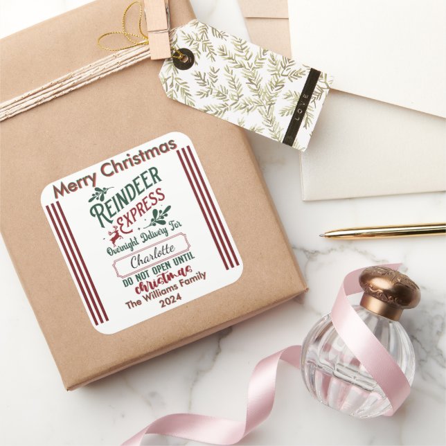 Reindeer Express: Cheerful Holiday Fun! Square Sticker (Gifting)