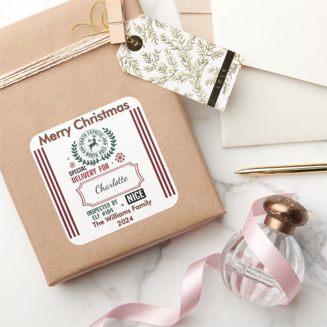 Reindeer Express: Cheerful Holiday Season Square Sticker (Gifting)