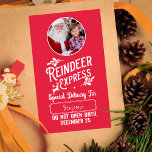 Reindeer Express from Santa Name & Photo Christmas Rectangular Sticker<br><div class="desc">Add a special magical touch to your little one's gift from Santa Claus with a custom red and white holiday sticker from reindeer express! This personalised Christmas design also offers the ability to add the name of your kid and a photo,  too.</div>