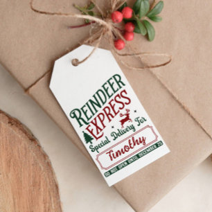REINDEER EXPRESS SPECIAL DELIVERY  GIFT TAGS