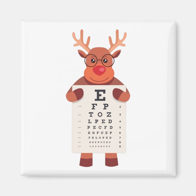 Reindeer eye chart magnet (Front)