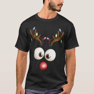 Reindeer face costume Funny Xmas Christmas Illustr T-Shirt