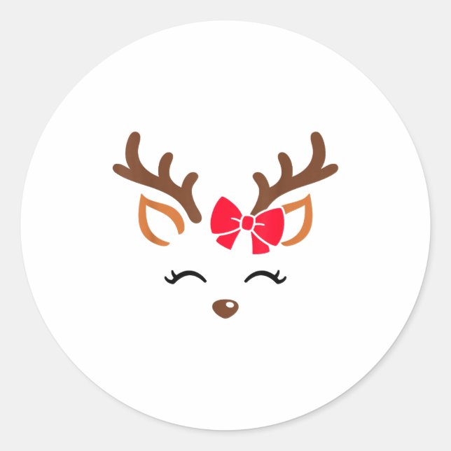Reindeer Face Gles Christmas Costume Xmas Pajama G Classic Round Sticker (Front)