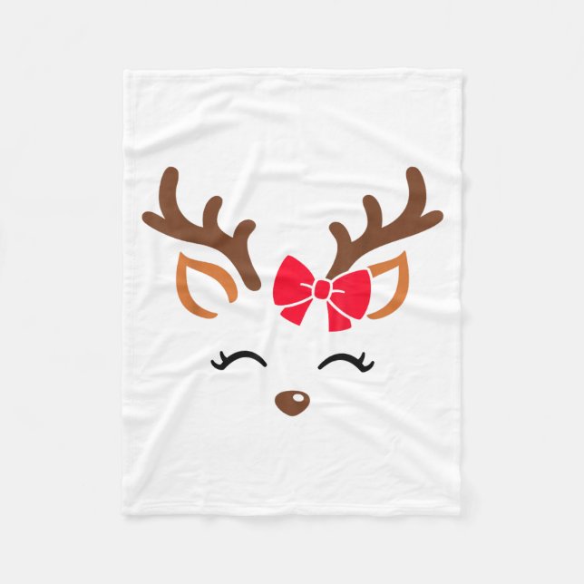 Reindeer Face Gles Christmas Costume Xmas Pajama G Fleece Blanket (Front)