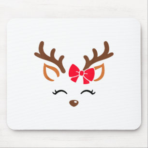 Reindeer Face Gles Christmas Costume Xmas Pajama G Mouse Mat
