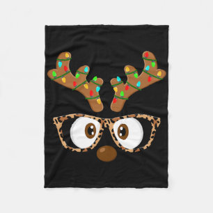 Reindeer Face Gles Matching Family Christmas Women Fleece Blanket