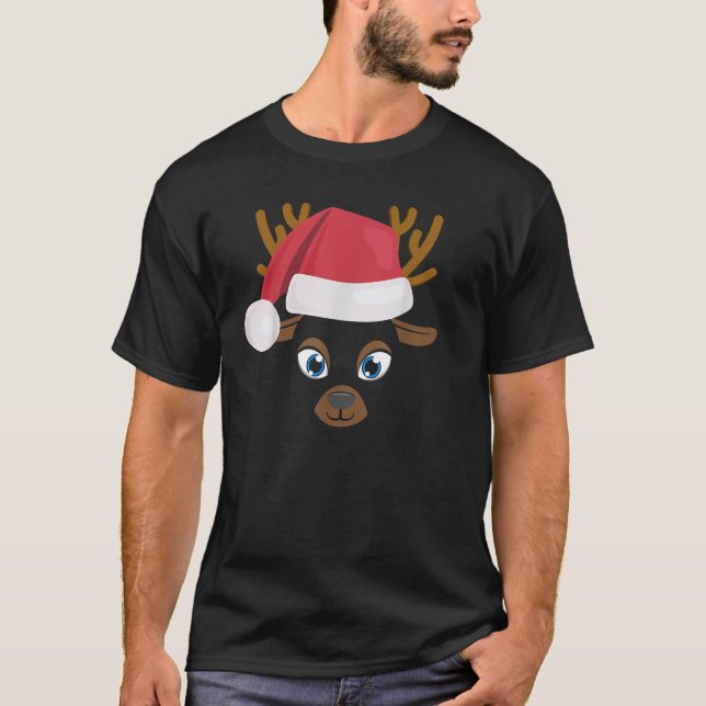 Reindeer Face Graphic Christmas Reindeer Face Cost T-Shirt (Front)
