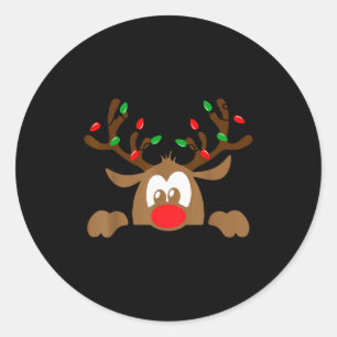 Reindeer Face Matching Family Christmas Deer Girl Classic Round Sticker