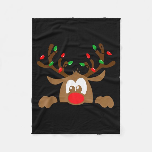 Reindeer Face Matching Family Christmas Deer Girl  Fleece Blanket (Front)
