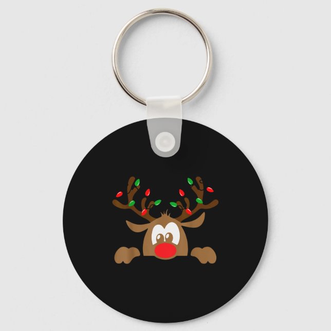Reindeer Face Matching Family Christmas Deer Girl  Key Ring (Front)