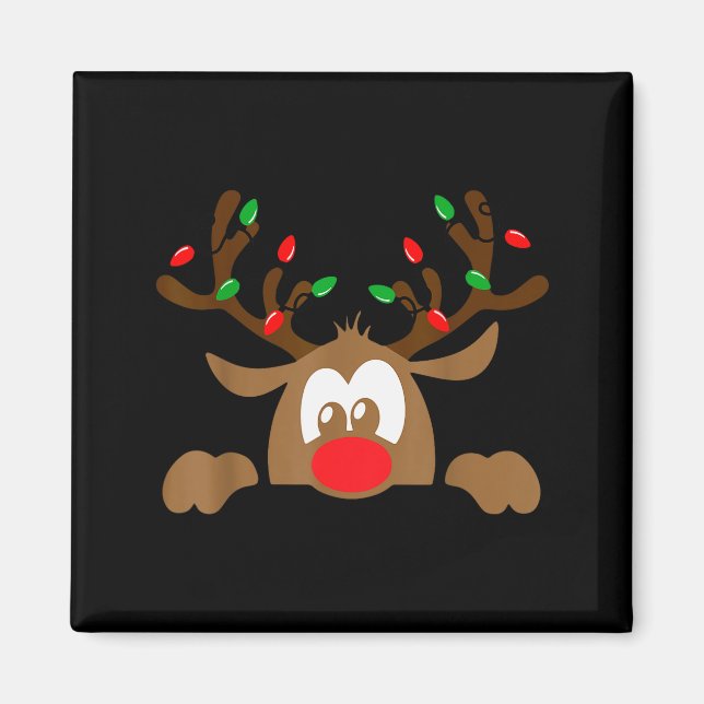 Reindeer Face Matching Family Christmas Deer Girl  Magnet (Front)