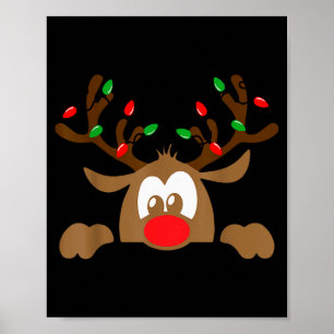Reindeer Face Matching Family Christmas Deer Girl  Poster