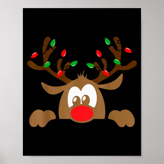 Reindeer Face Matching Family Christmas Deer Girl  Poster (Front)