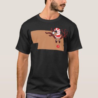 Reindeer Face Nebraska Reindeer Head Antlers T-Shirt