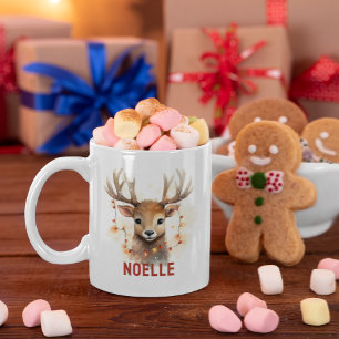 Reindeer Face Personalised Holiday Mug