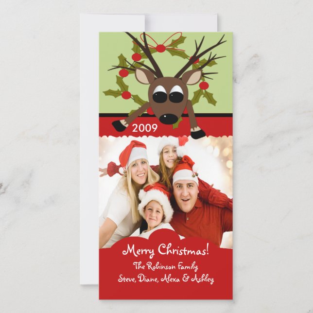 Reindeer Family Chirstmas Photo Card (Front)