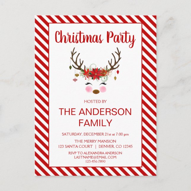 Reindeer Family - Corporate Christmas Party Postcard (Front)