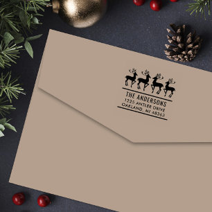 Reindeer Family Modern Holiday Return Address Self-inking Stamp