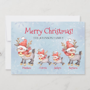 Reindeer Family Personalised Christmas Card