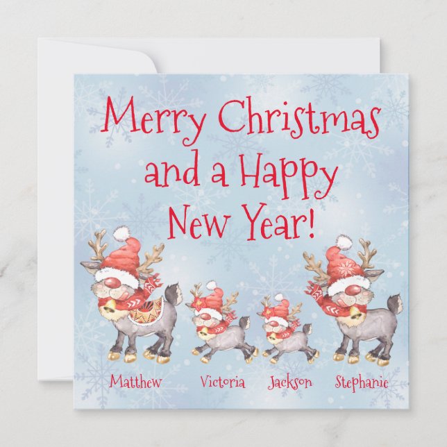 Reindeer Family Personalised Family Christmas (Front)