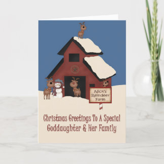 Reindeer Farm Godaughter & Family Christmas Holiday Card