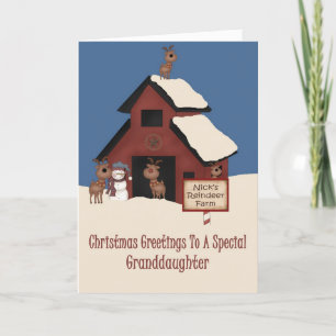 Reindeer Farm Granddaughter Christmas Holiday Card