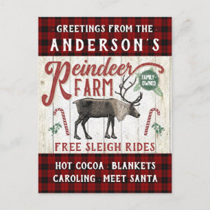 Reindeer Farm Rustic Vintage Farmhouse Custom Name Postcard