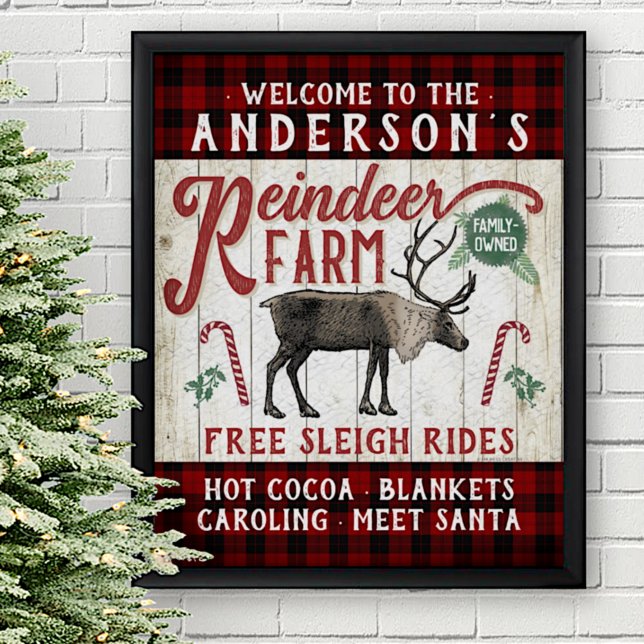 Reindeer Farm Rustic Vintage Farmhouse Custom Name Poster (Creator Uploaded)