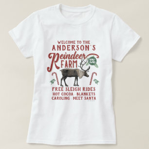 Reindeer Farm Rustic Vintage Farmhouse Family Name T-Shirt