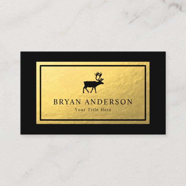 Reindeer - Faux Gold Foil Business Card (Front)