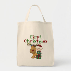 Reindeer First Christmas T-shirts and Gifts Tote Bag