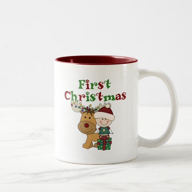 Reindeer First Christmas T-shirts and Gifts Two-Tone Coffee Mug (Right)