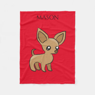 Reindeer fleece blanket in red. Personalise name.