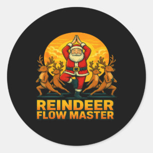 Reindeer Flow Master Yoga Santa Christmas Holiday Classic Round Sticker