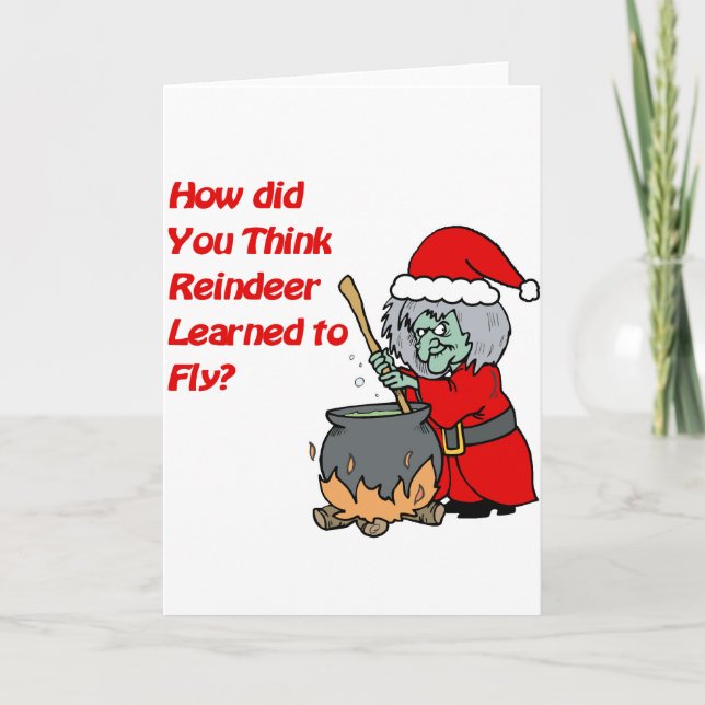 reindeer fly holiday card (Front)