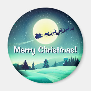 Reindeer Flying Sleigh Magnet