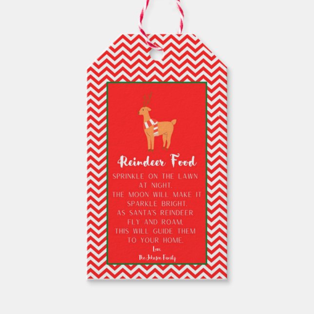 Reindeer Food Personalised Gift Tags (Front)